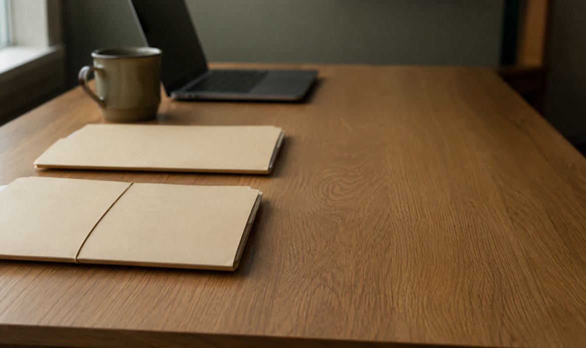 Two separated file folders on a desk in a Seattle office, illustrating the boundary a Washington LLC draws between company obligations and an owner's personal ones.